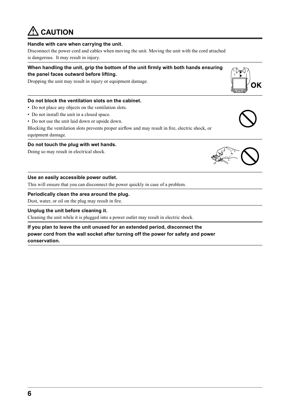 Caution | Eizo DURAVISION FDS1901 User Manual | Page 8 / 30