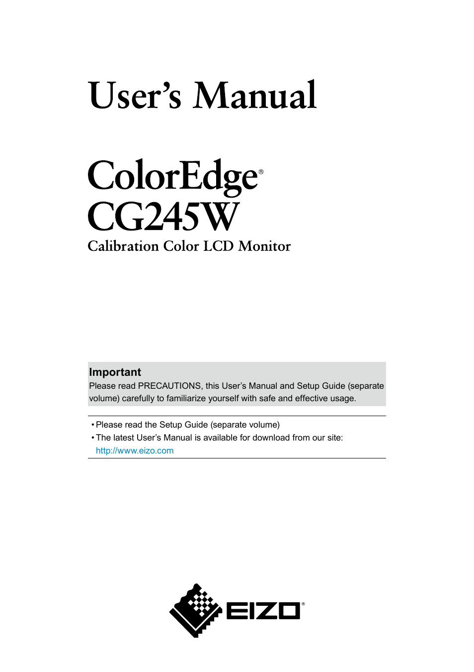 Eizo COLOR EDGE CG245W User Manual | 66 pages