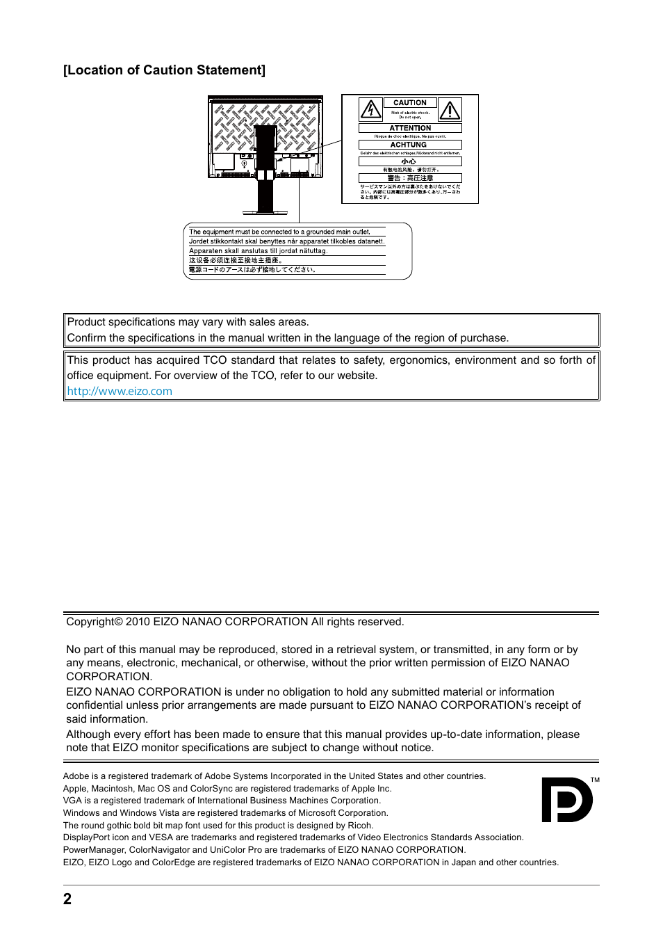 Eizo COLOR EDGE CG245W User Manual | Page 2 / 66