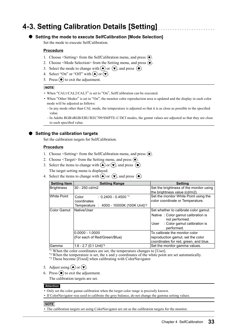 3. setting calibration details [setting | Eizo COLOR EDGE CG245W User Manual | Page 33 / 66