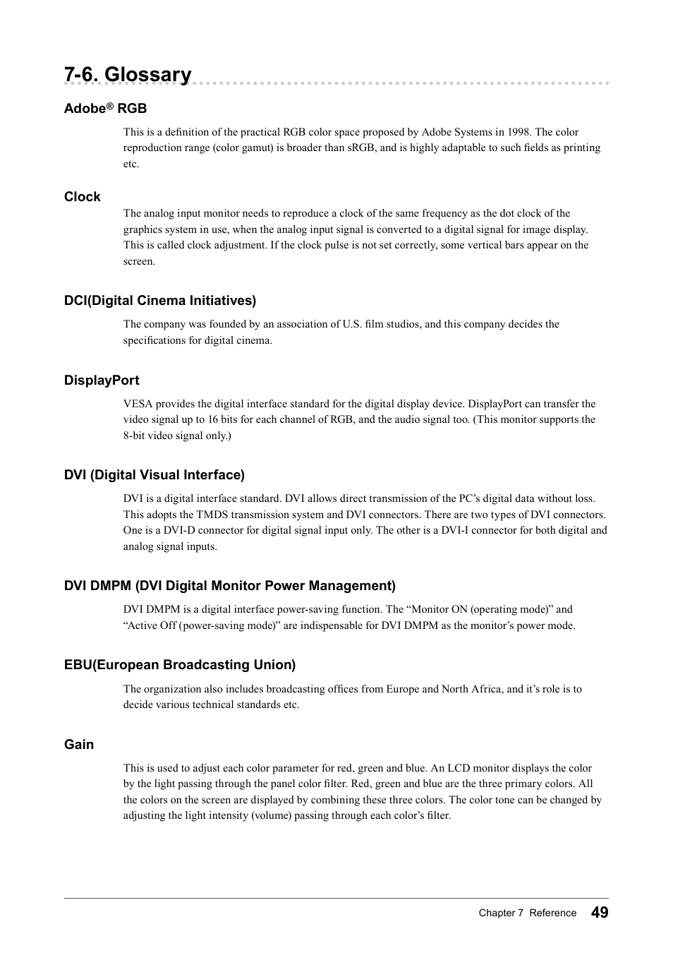 6. glossary | Eizo COLOR EDGE CG245W User Manual | Page 49 / 66