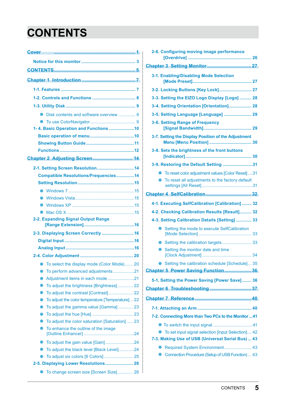 Eizo COLOR EDGE CG245W User Manual | Page 5 / 66