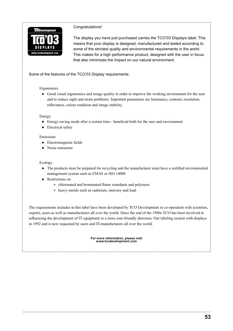 About tco’ 03 | Eizo COLOR EDGE CG245W User Manual | Page 53 / 66