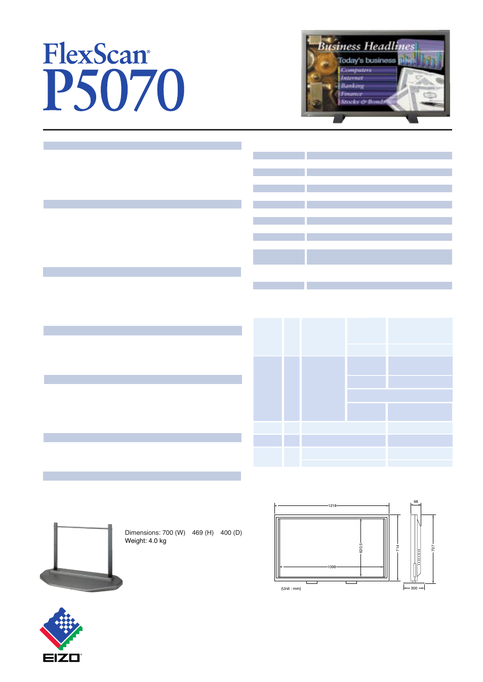 Eizo nanao corporation | Eizo FlexScan P5070 User Manual | Page 2 / 2