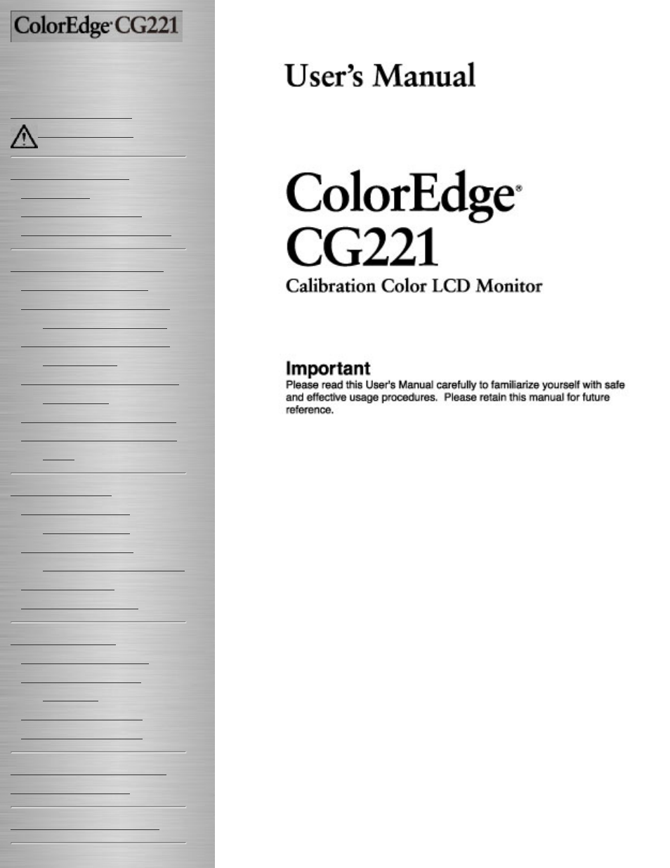 Eizo CG221 User Manual | 60 pages