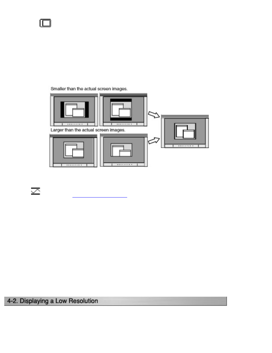 2.displaying a low, Resolution | Eizo CG221 User Manual | Page 33 / 60