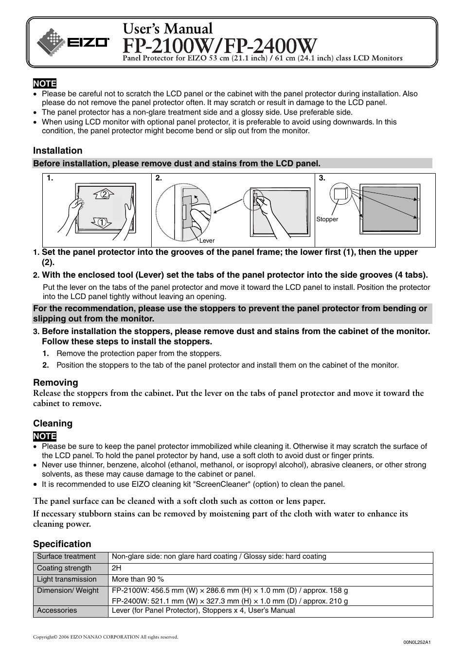 Eizo 2100W User Manual | 1 page