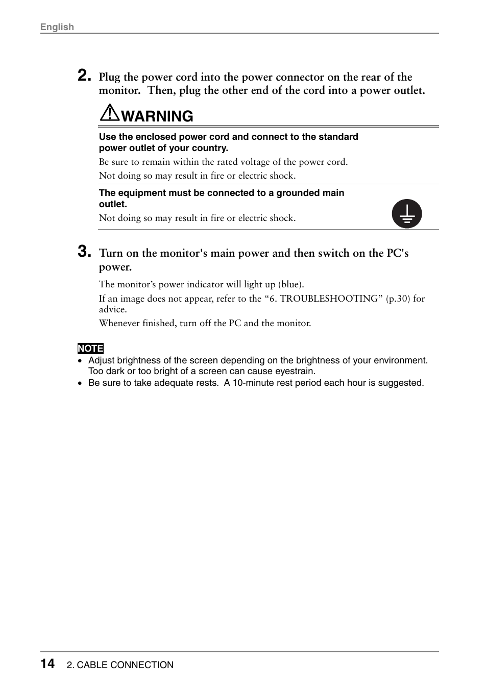 Warning | Eizo FlexScan L665 User Manual | Page 14 / 45