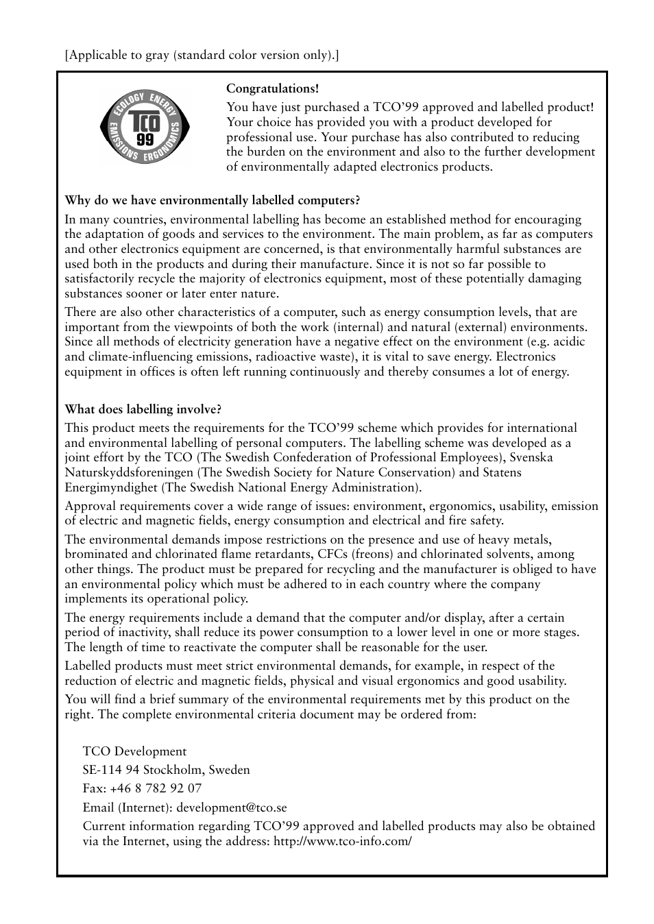 About tco'99 | Eizo FlexScan L665 User Manual | Page 42 / 45