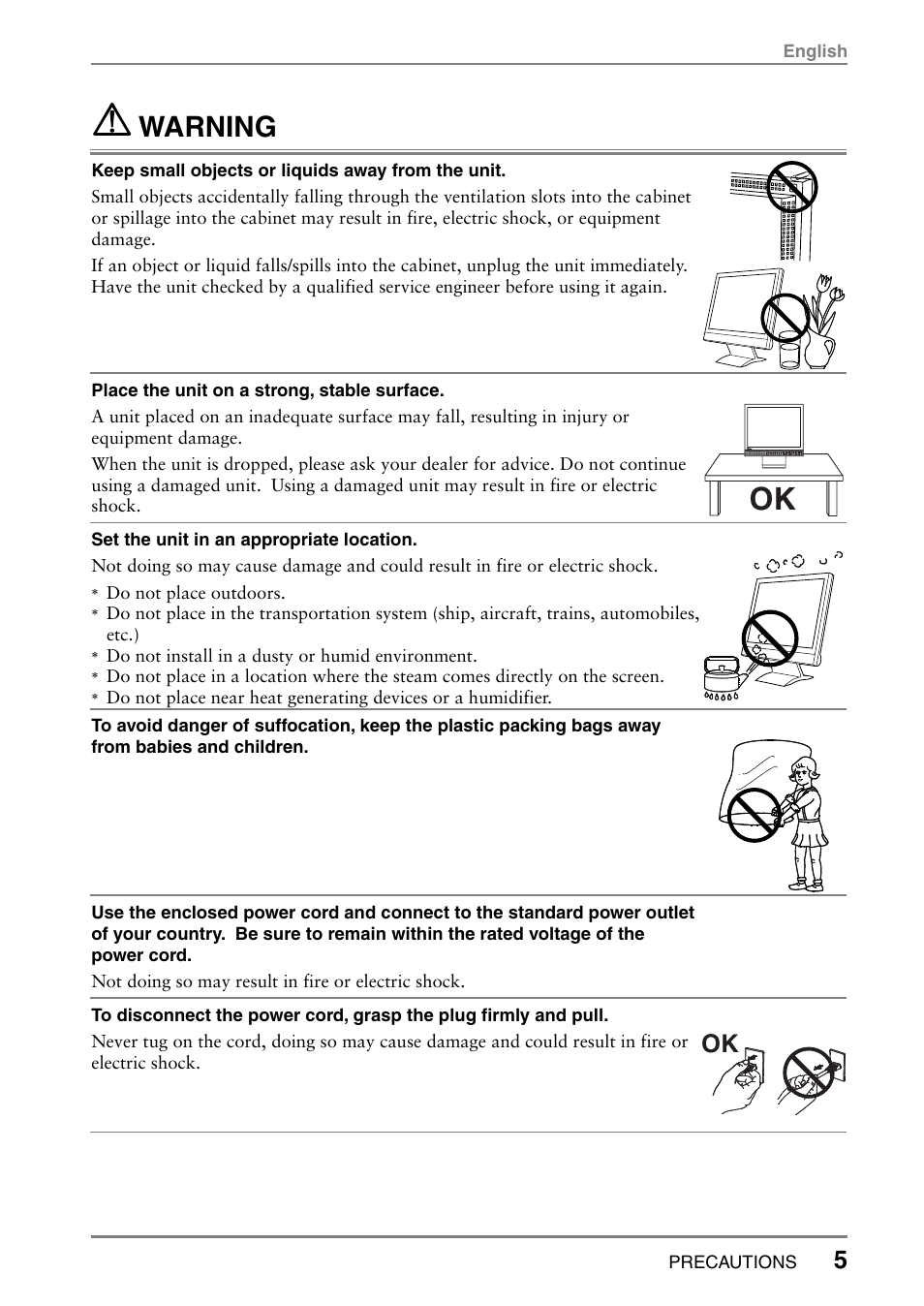 Warning | Eizo FlexScan L665 User Manual | Page 5 / 45