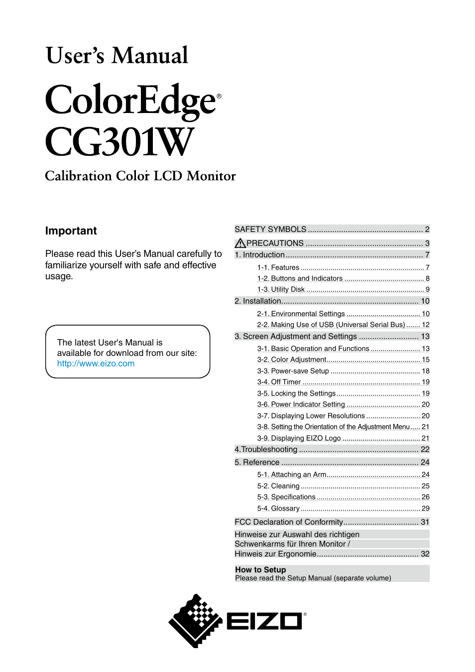 Eizo COLOREDGE CG301W User Manual | 33 pages