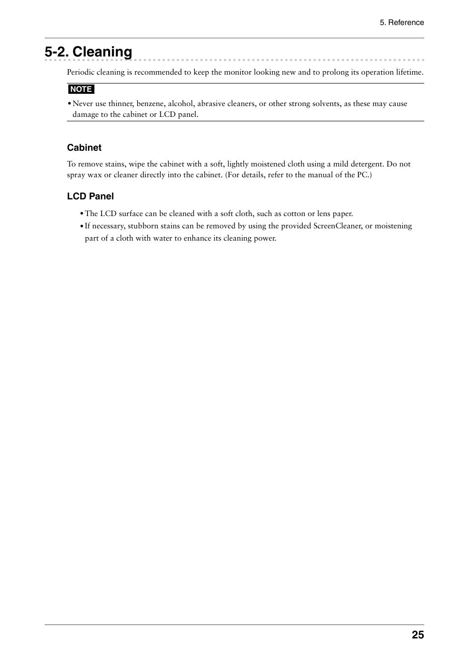2. cleaning, Cleaning | Eizo COLOREDGE CG301W User Manual | Page 25 / 33