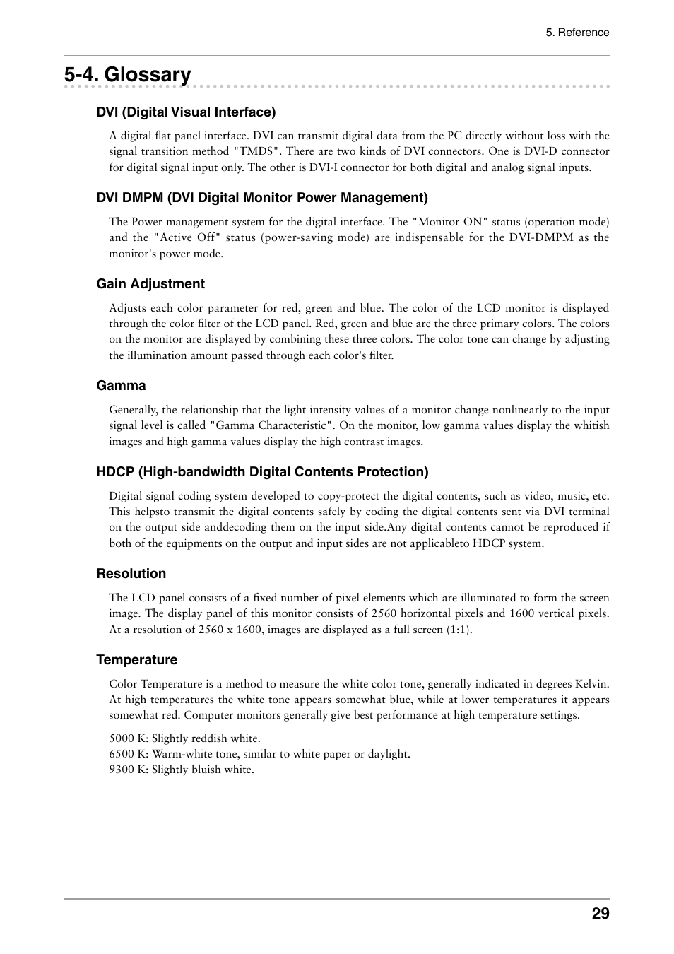 4. glossary, Glossary | Eizo COLOREDGE CG301W User Manual | Page 29 / 33