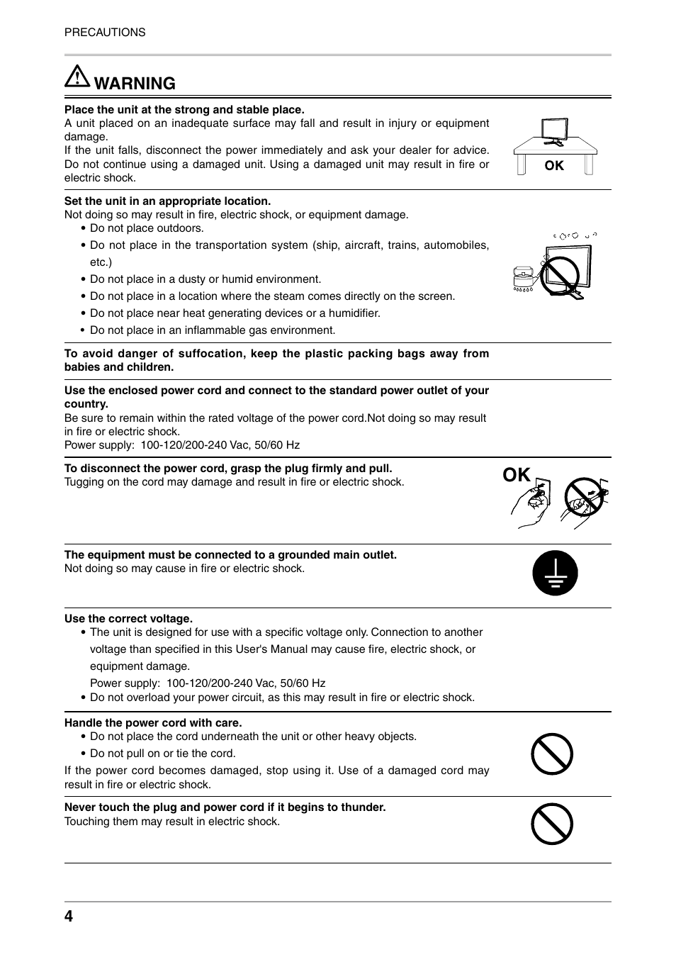 Warning | Eizo COLOREDGE CG301W User Manual | Page 4 / 33