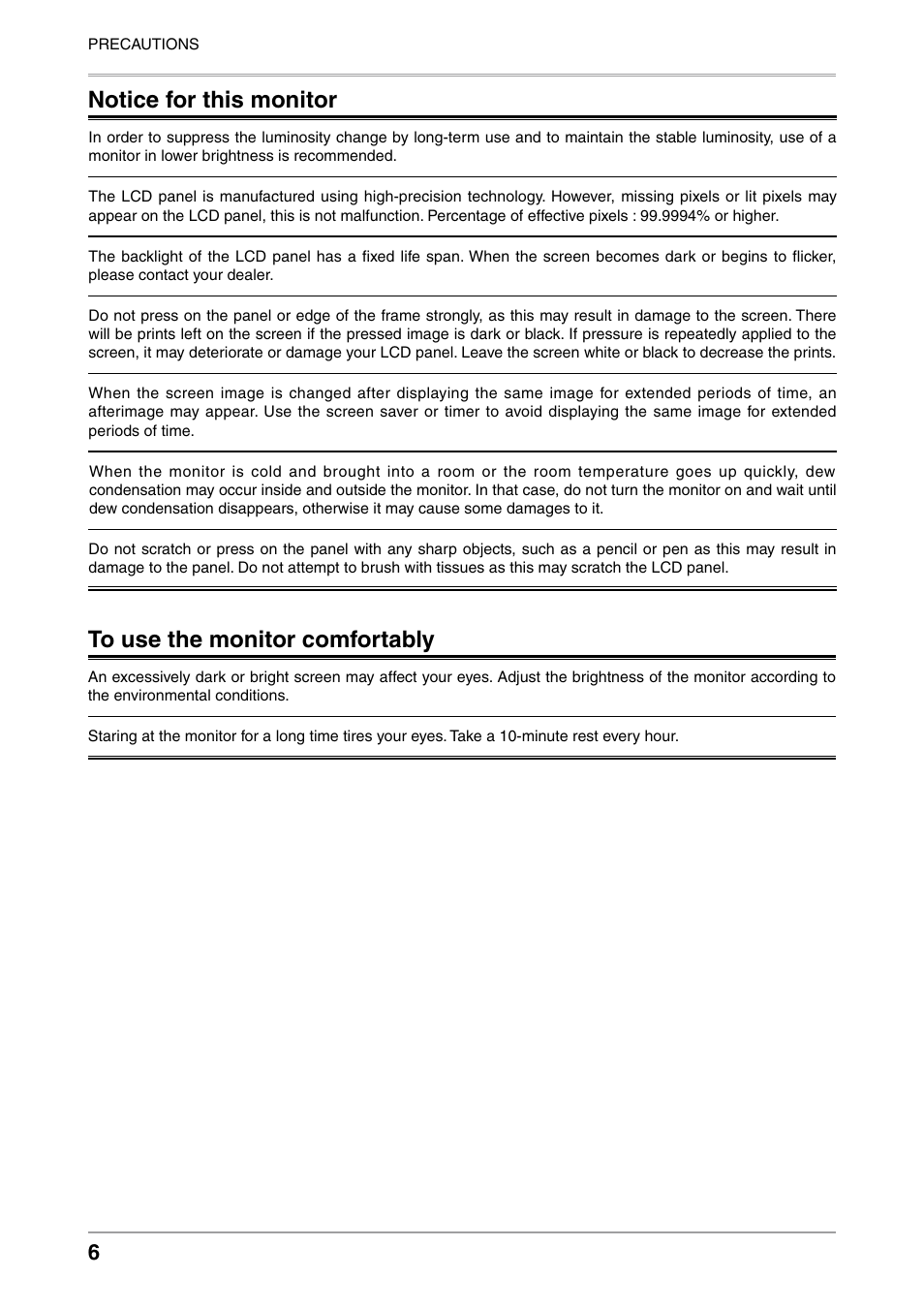 Notice for this monitor | Eizo COLOREDGE CG301W User Manual | Page 6 / 33