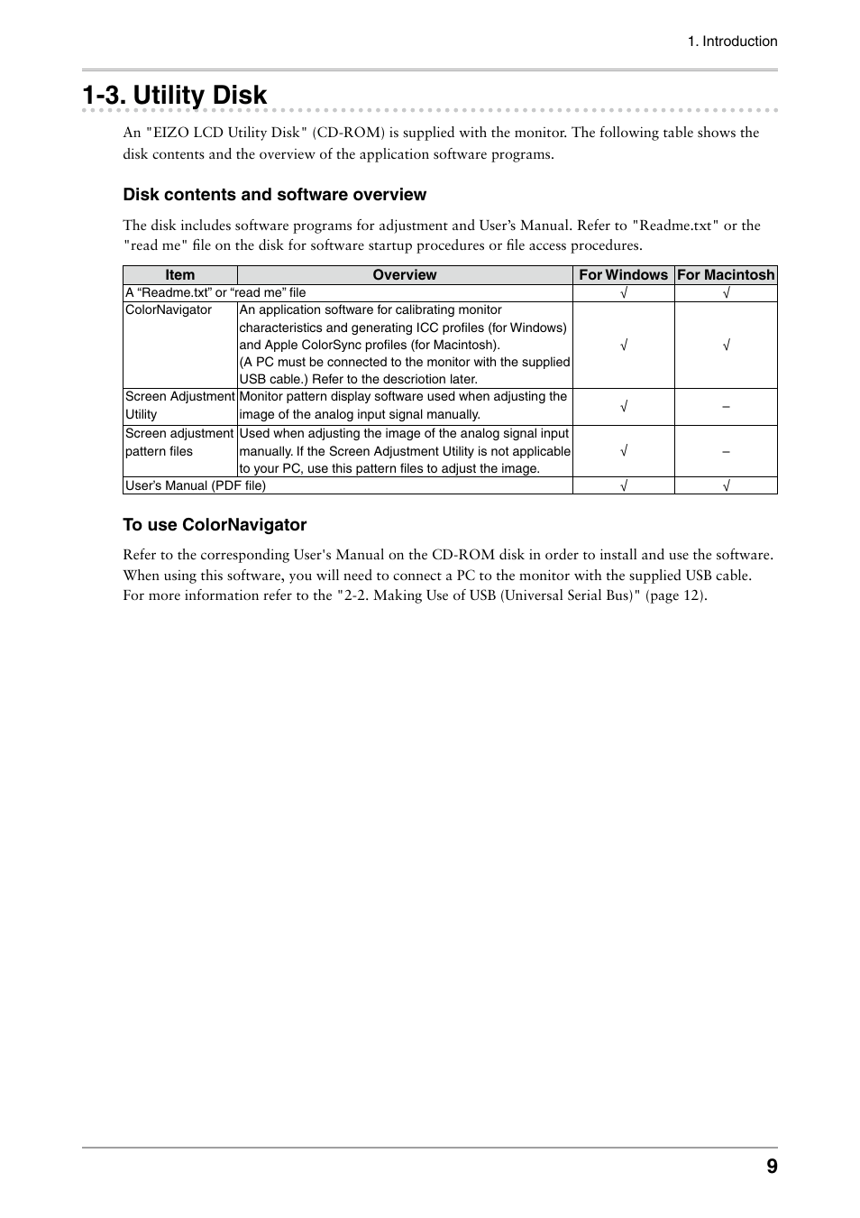 3. utility disk, . utility disk | Eizo COLOREDGE CG301W User Manual | Page 9 / 33
