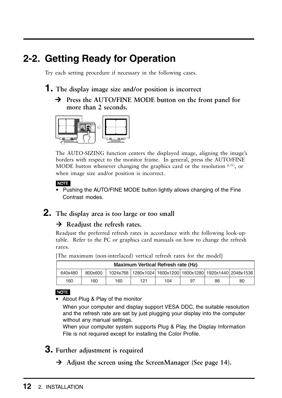 2. getting ready for operation | Eizo T965 User Manual | Page 12 / 35