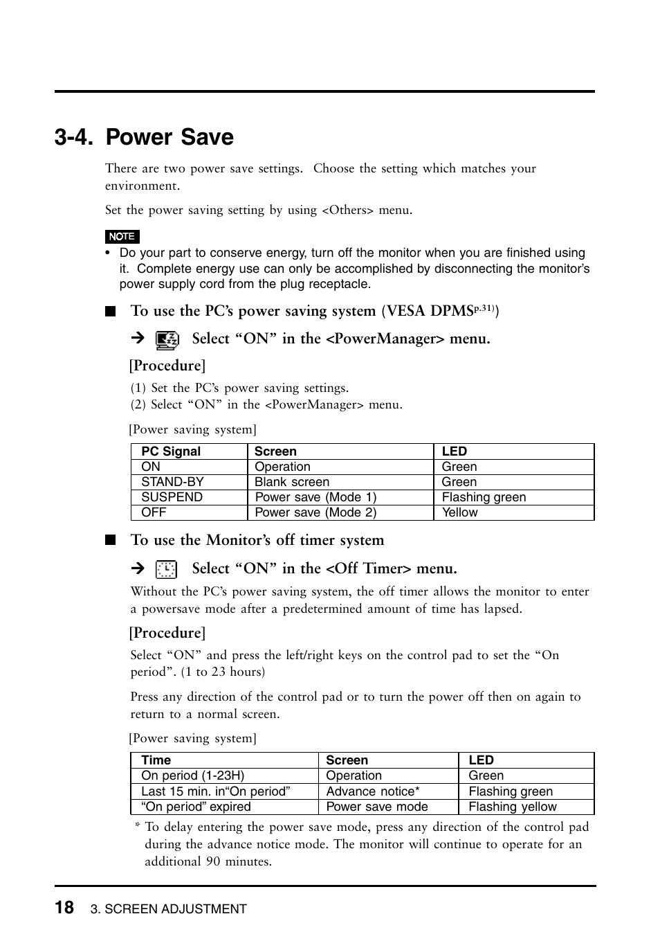 4. power save | Eizo T965 User Manual | Page 18 / 35