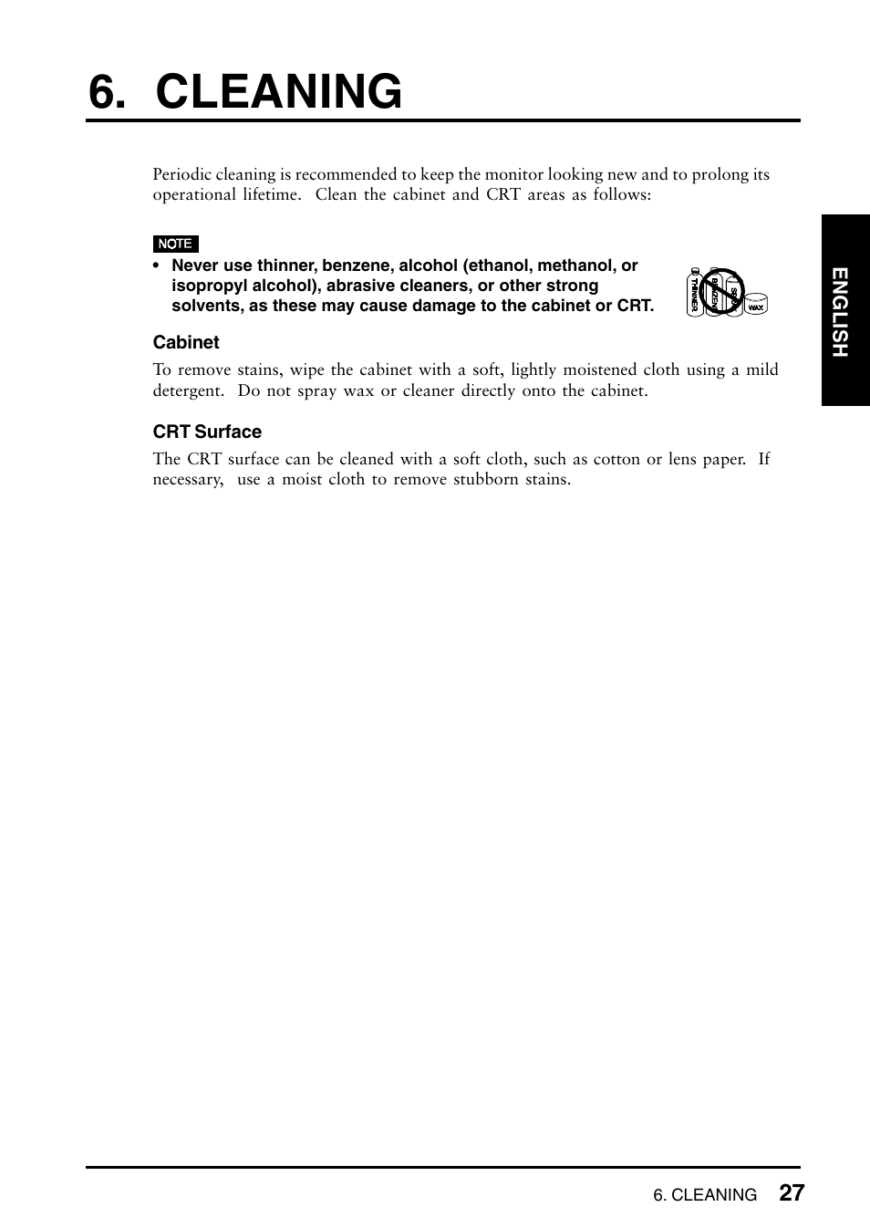 Cleaning | Eizo T965 User Manual | Page 27 / 35