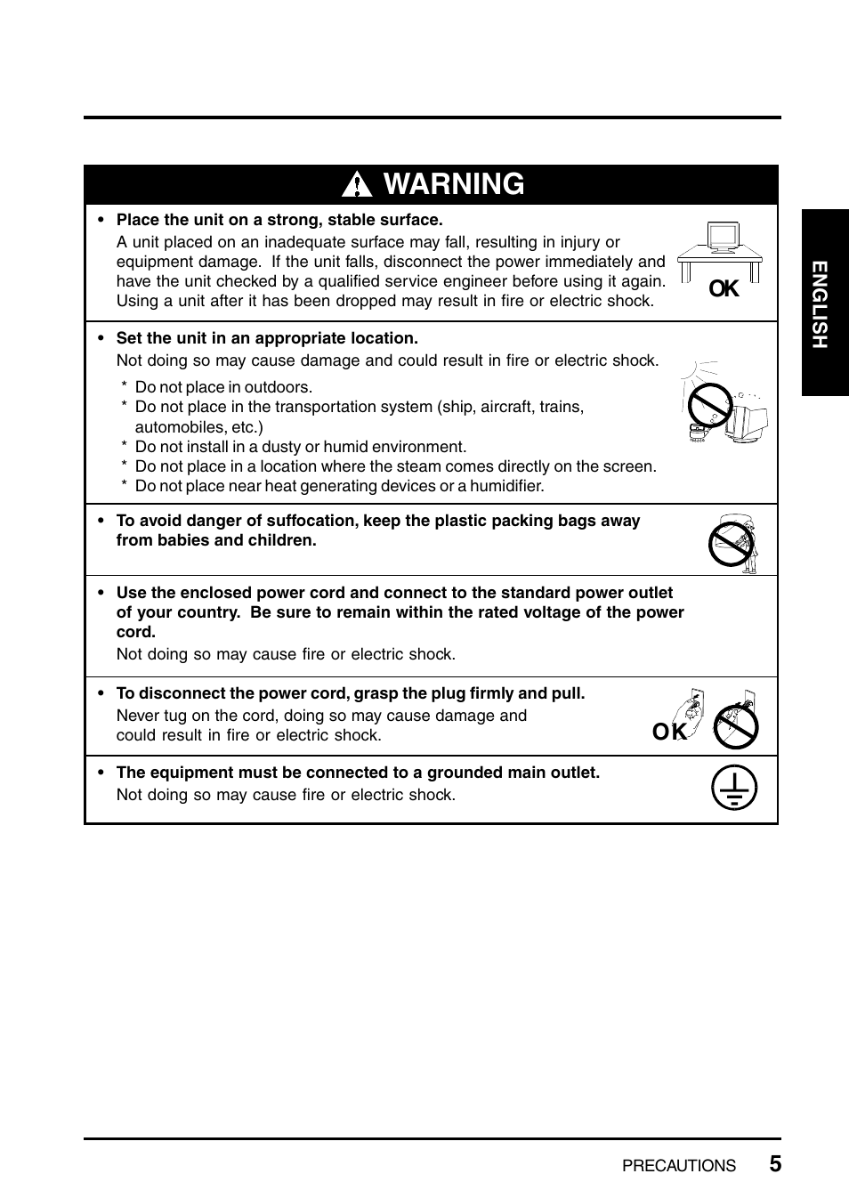 Warning, 5ok ok | Eizo T965 User Manual | Page 5 / 35