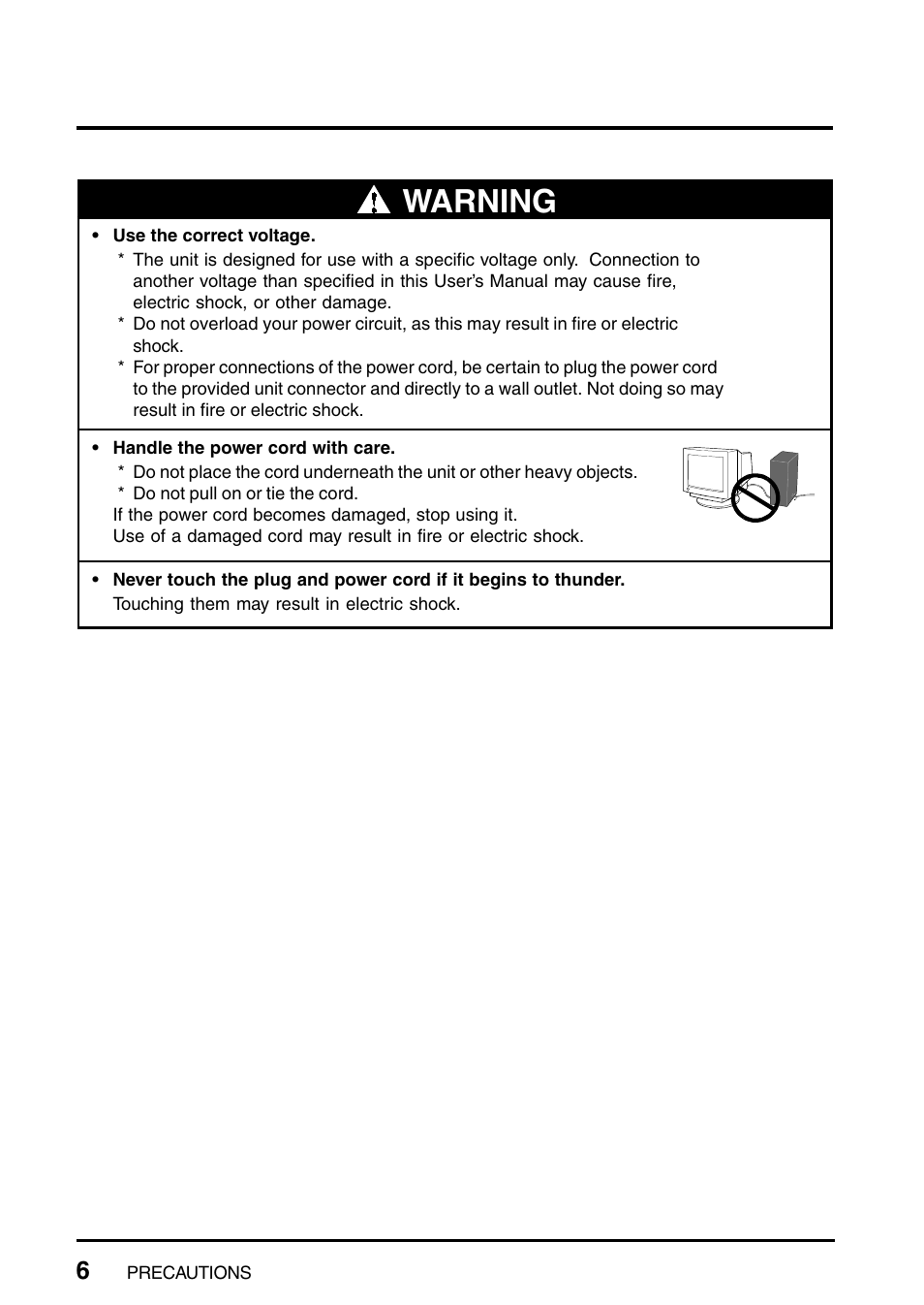 Warning | Eizo T965 User Manual | Page 6 / 35