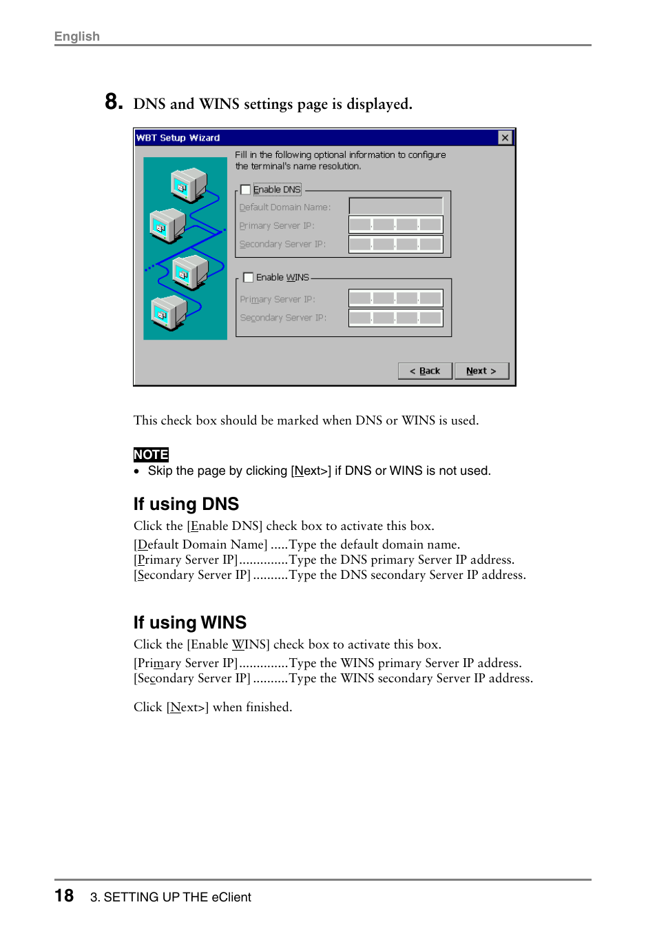 If using dns, If using wins | Eizo 531L User Manual | Page 18 / 103