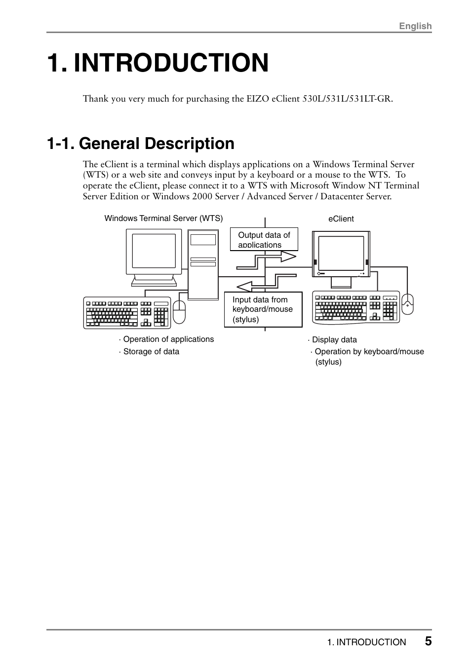 Introduction, 1. general description | Eizo 531L User Manual | Page 5 / 103