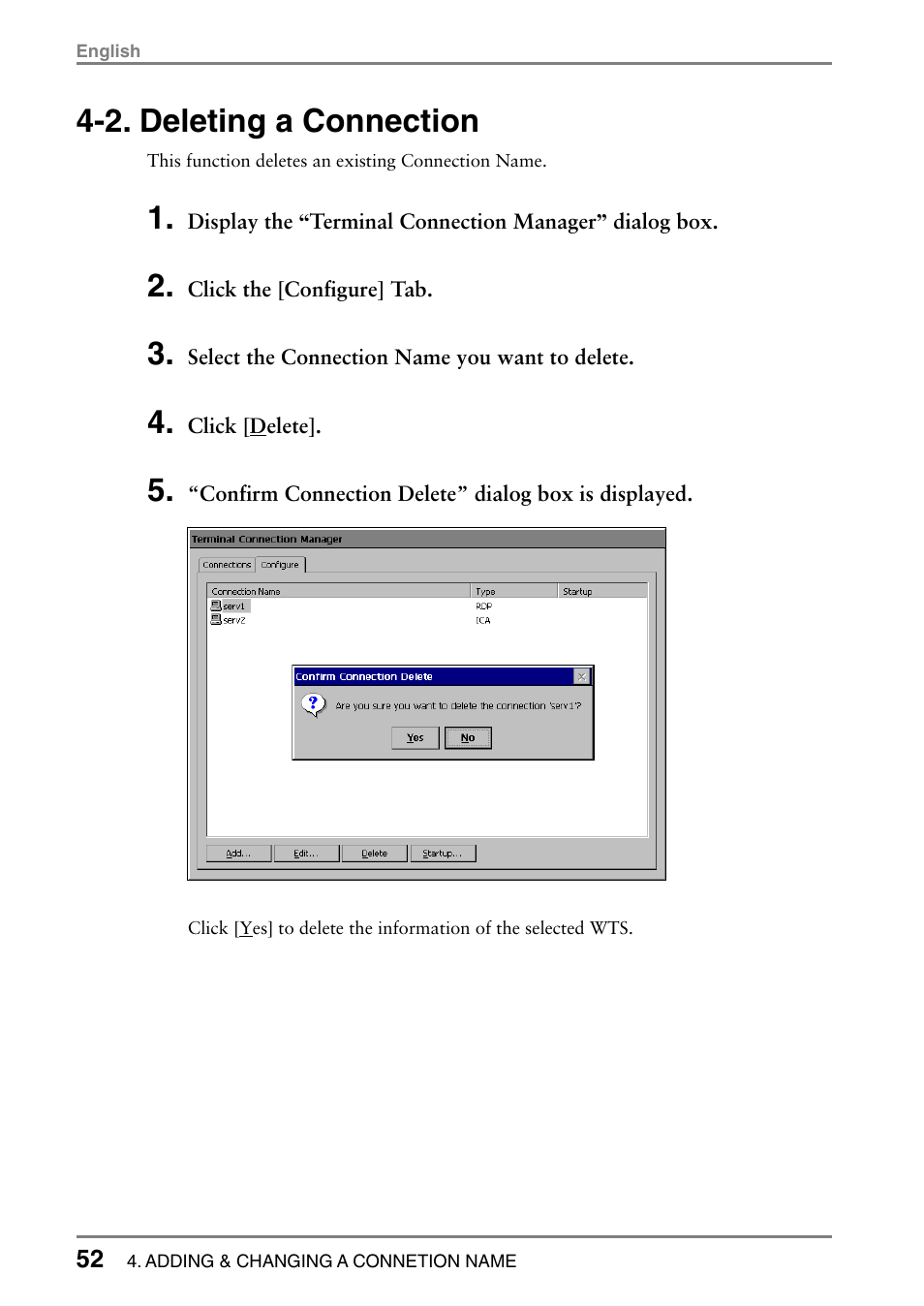 2. deleting a connection | Eizo 531L User Manual | Page 52 / 103