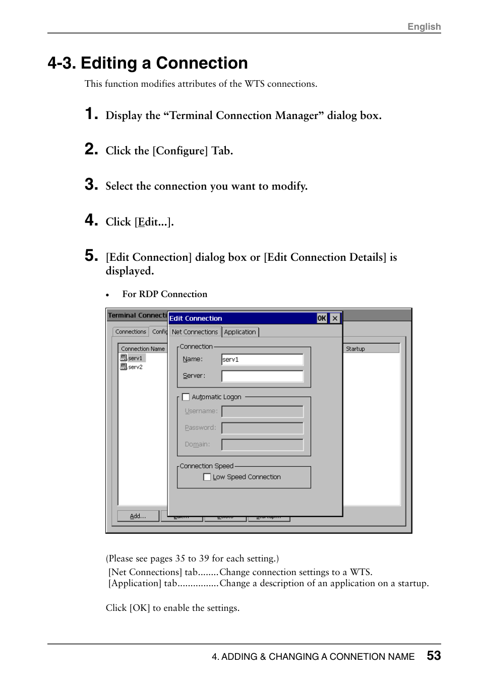 3. editing a connection | Eizo 531L User Manual | Page 53 / 103