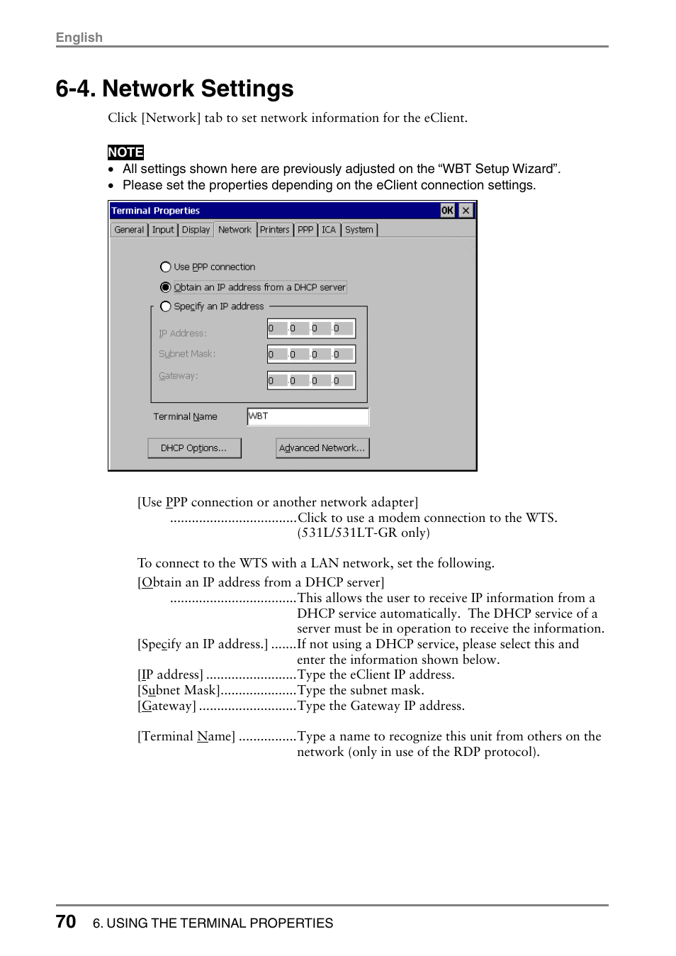 4. network settings | Eizo 531L User Manual | Page 70 / 103