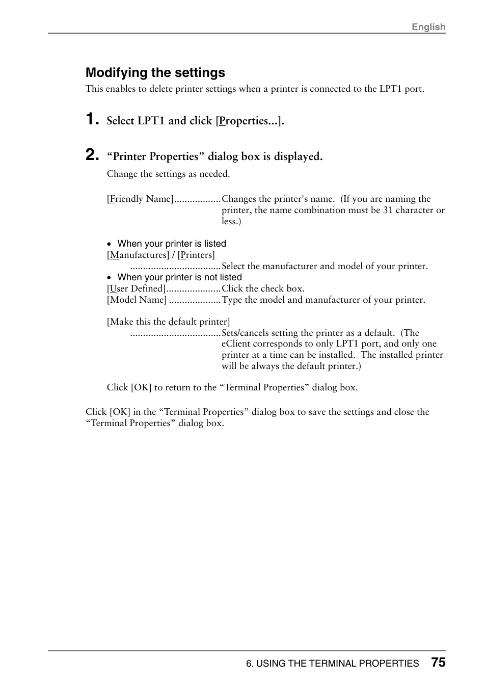 Modifying the settings | Eizo 531L User Manual | Page 75 / 103