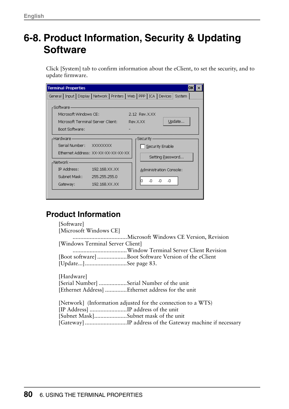 Product information | Eizo 531L User Manual | Page 80 / 103