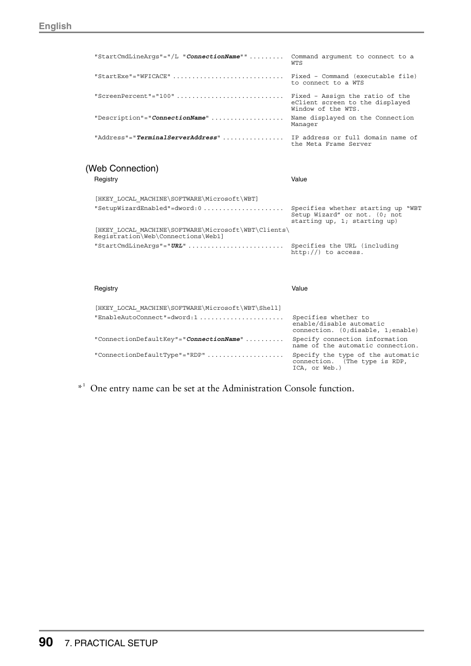 English, Practical setup, Web connection) | Eizo 531L User Manual | Page 90 / 103