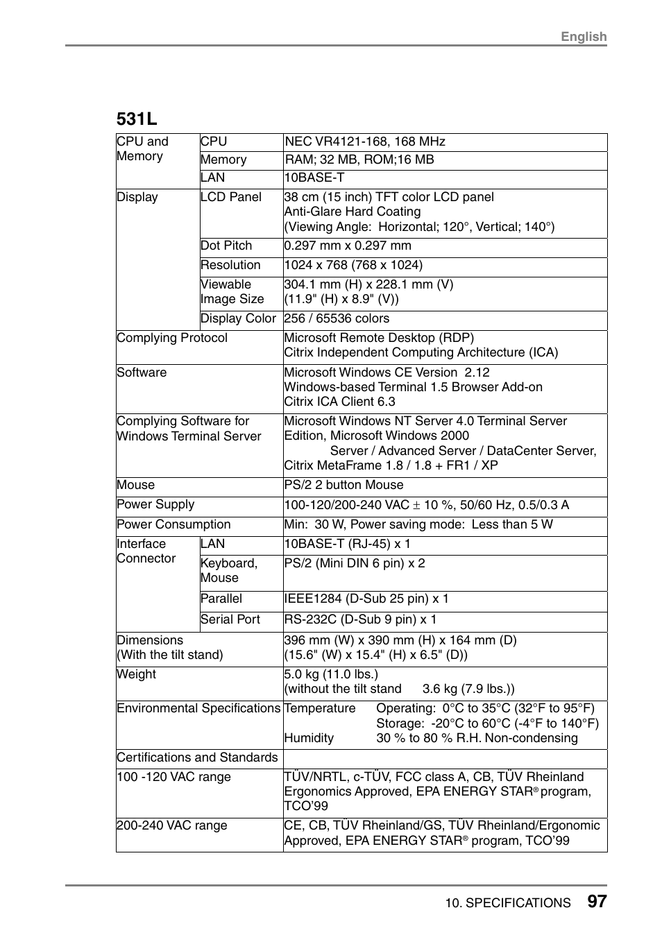 531l | Eizo 531L User Manual | Page 97 / 103