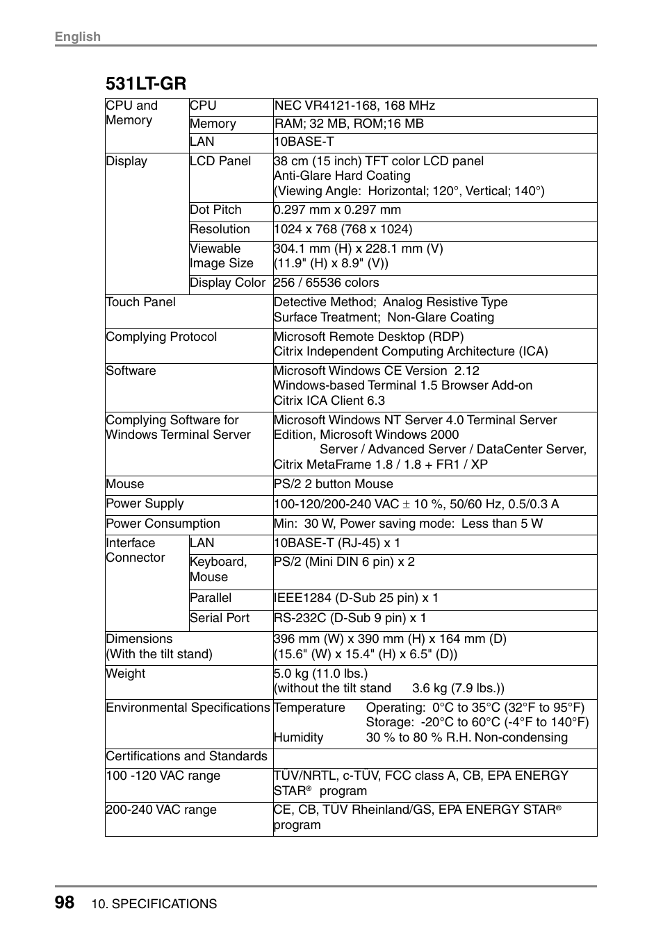 531lt-gr | Eizo 531L User Manual | Page 98 / 103