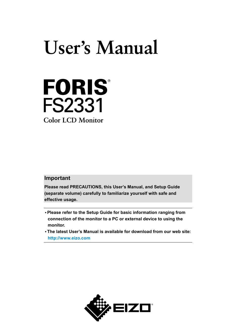 Eizo FORIS FS2331 User Manual | 62 pages