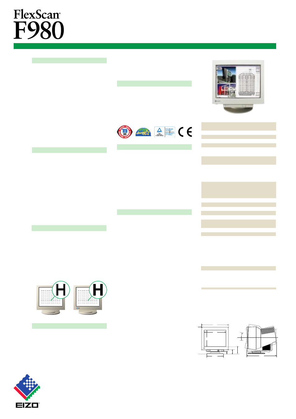 Eizo nanao corporation | Eizo FlexScan F980 User Manual | Page 2 / 2