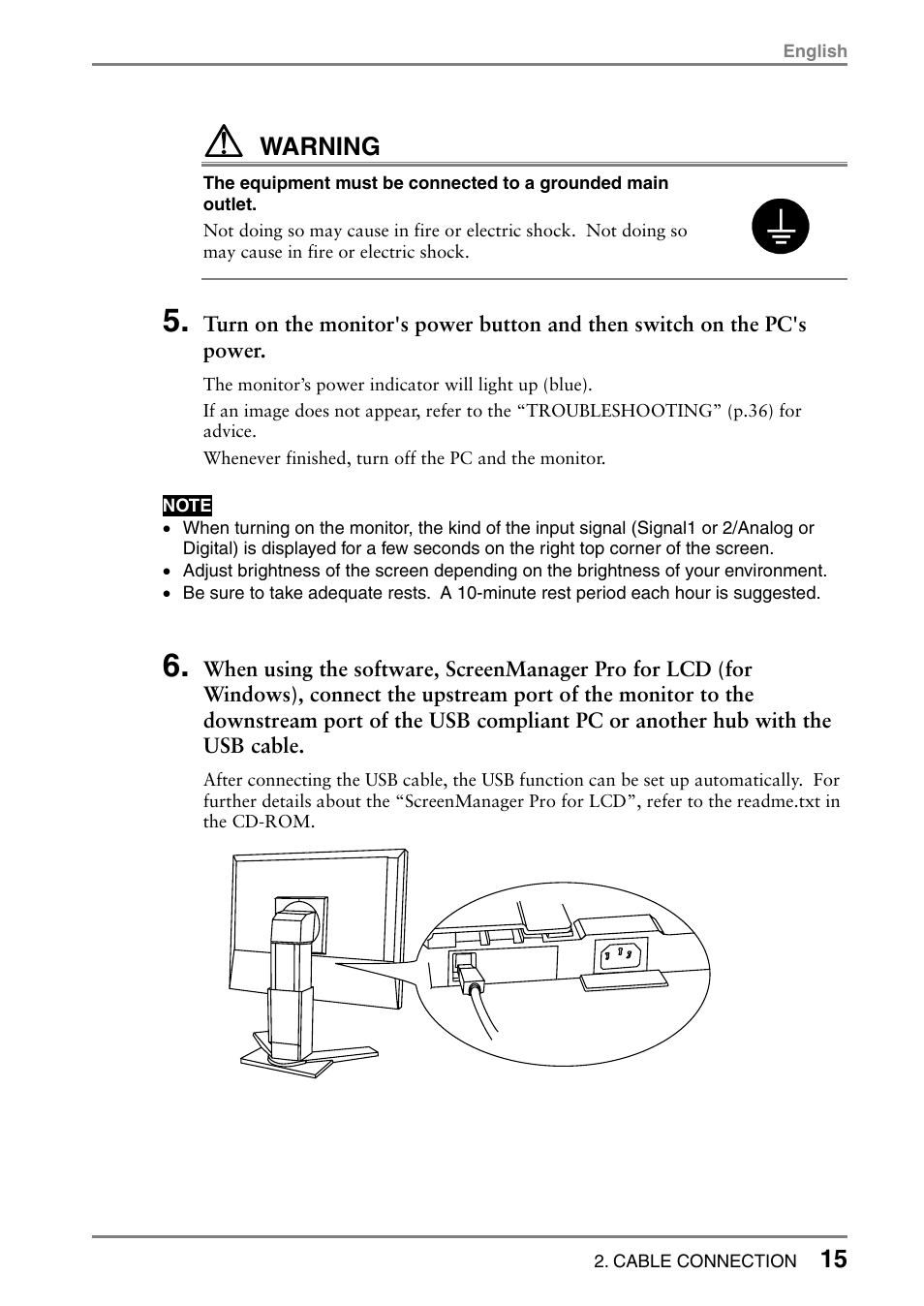 Warning | Eizo L985 EX User Manual | Page 15 / 51