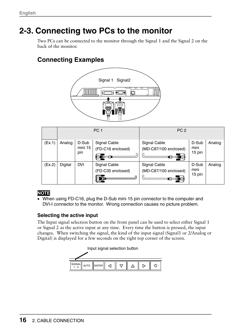 3. connecting two pcs to the monitor, Connecting examples | Eizo L985 EX User Manual | Page 16 / 51