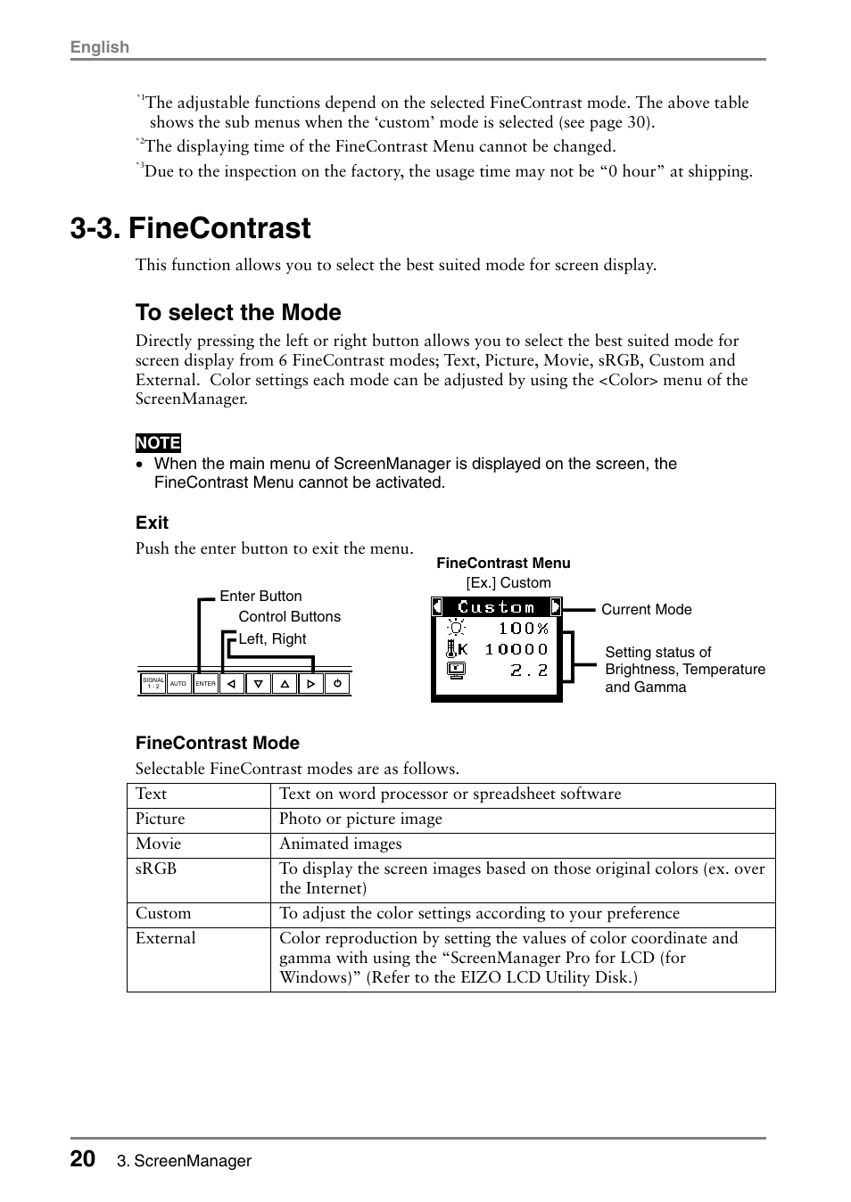 3. finecontrast | Eizo L985 EX User Manual | Page 20 / 51