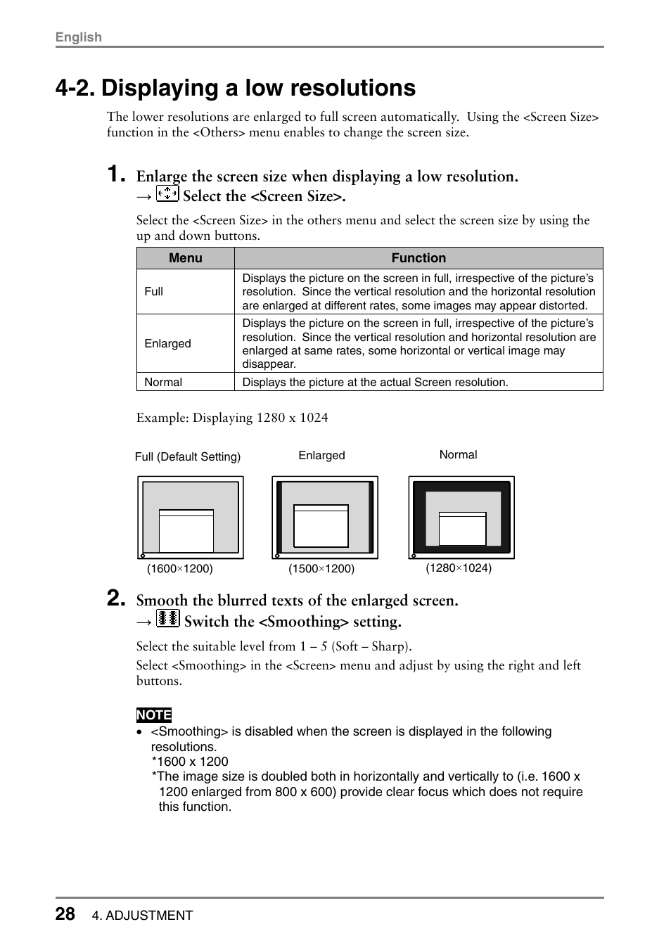2. displaying a low resolutions | Eizo L985 EX User Manual | Page 28 / 51