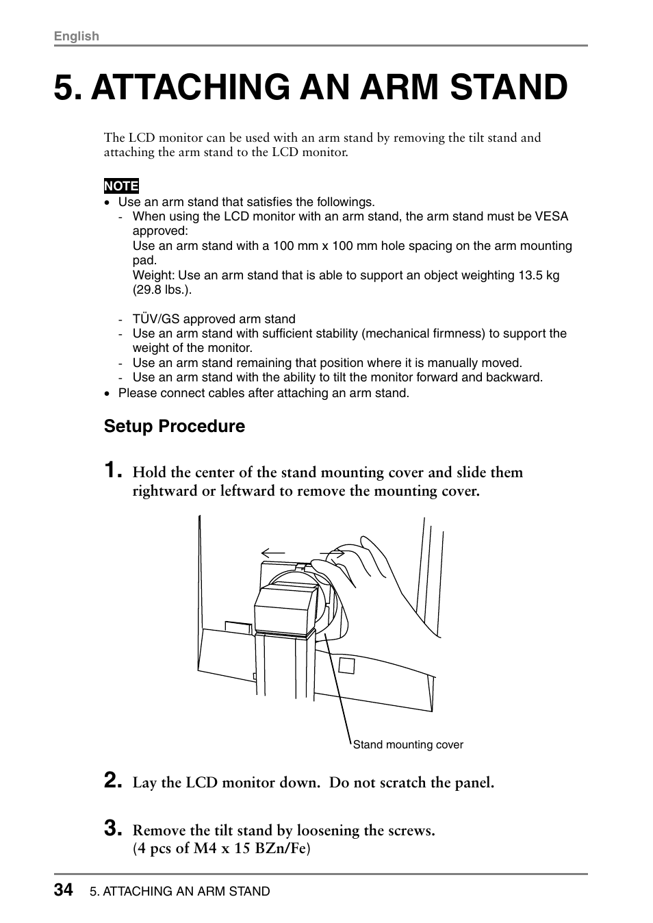 Attaching an arm stand | Eizo L985 EX User Manual | Page 34 / 51