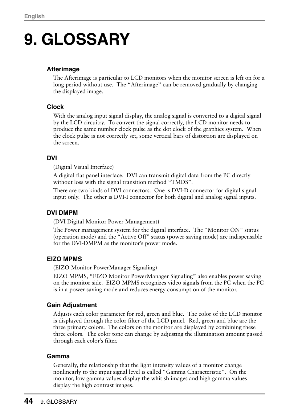 Glossary | Eizo L985 EX User Manual | Page 44 / 51