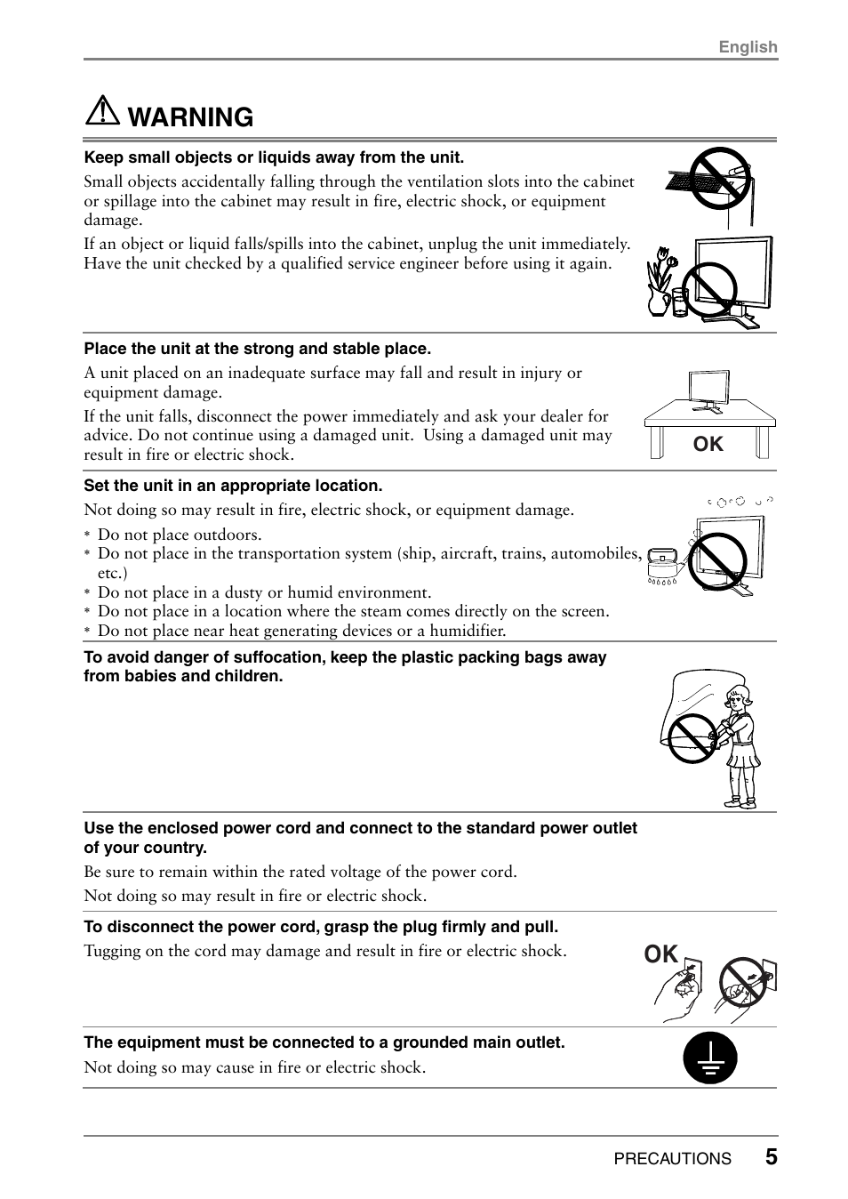 Warning | Eizo L985 EX User Manual | Page 5 / 51