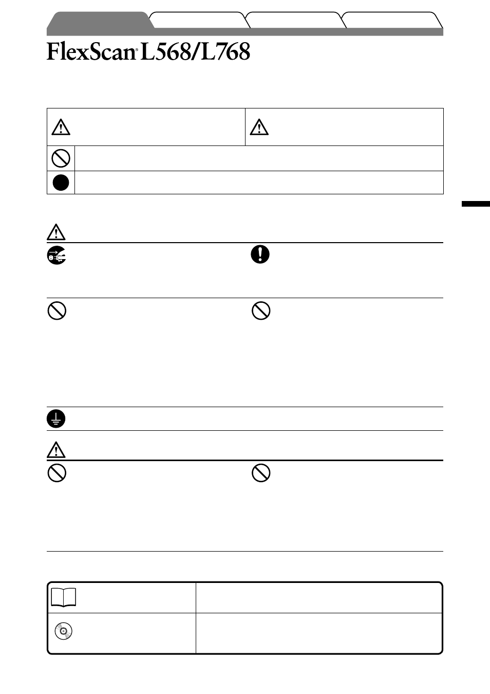 Moniteur couleur lcd, Symboles de securite, Precautions | Eizo FlexScan L568 User Manual | Page 15 / 58