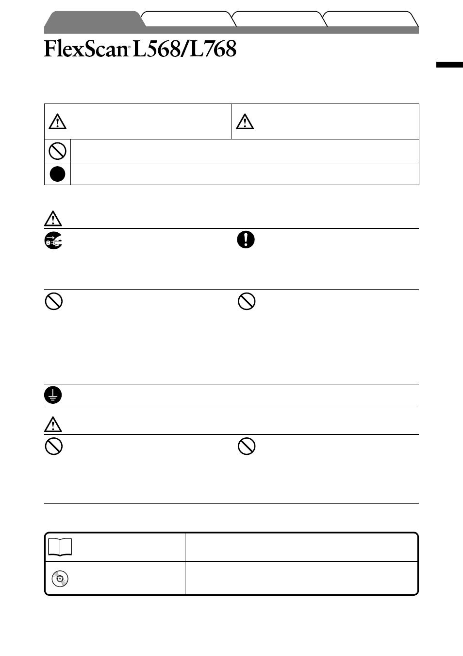 Color lcd monitor, Safety symbols, Precautions | About setup manual and user’s manual | Eizo FlexScan L568 User Manual | Page 3 / 58
