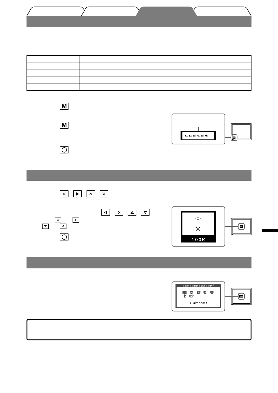 Välja skärmläge, Ställa in skärmens ljusstyrka, Att genomföra avancerade inställningar/justeringar | Eizo FlexScan L568 User Manual | Page 37 / 58