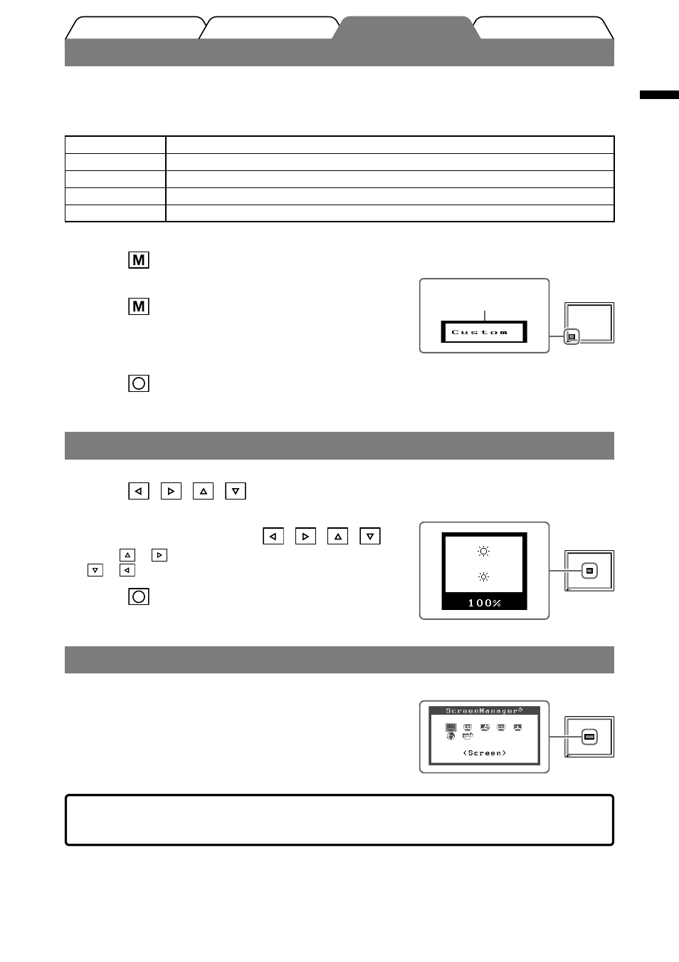 Selecting display mode, Adjusting brightness, Performing advanced settings/adjustments | Eizo FlexScan L568 User Manual | Page 7 / 58