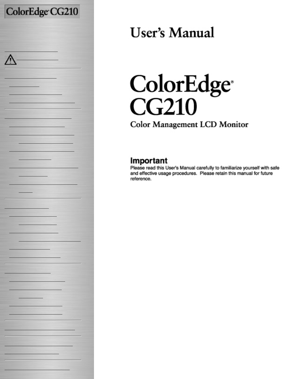 Eizo CG210 User Manual | 73 pages