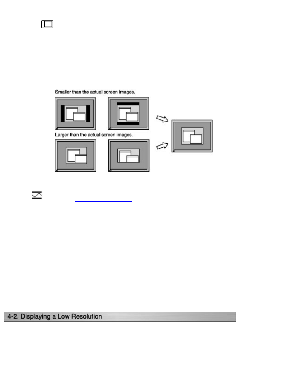 2.displaying a low, Resolution, 2.displaying a low resolutions | Eizo CG210 User Manual | Page 36 / 73